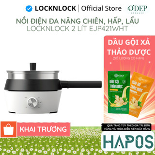 Nồi điện đa năng LocknLock 1.5L Chính hãng chống dính, Kèm khay hấp, nấu cơm, nấu mì, nấu lẩu chiên xào - HAPOS HEL
