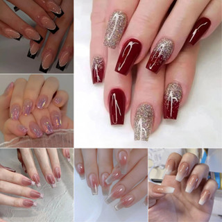  24 Bộ Móng Tay Giả Có Thạch Keo Hình Chữ T Dài Trung Bình Móng Tay Hoa Hồng Móng Tay Nghệ Thuật 