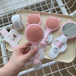  Lược chải tóc hình mèo tai thỏ dễ thương kèm gương soi mini tiện lợi cho nữ 