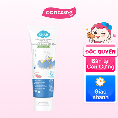 Kem đánh răng hữu cơ hương dâu Kindee  Flouride 500ppm (50g)