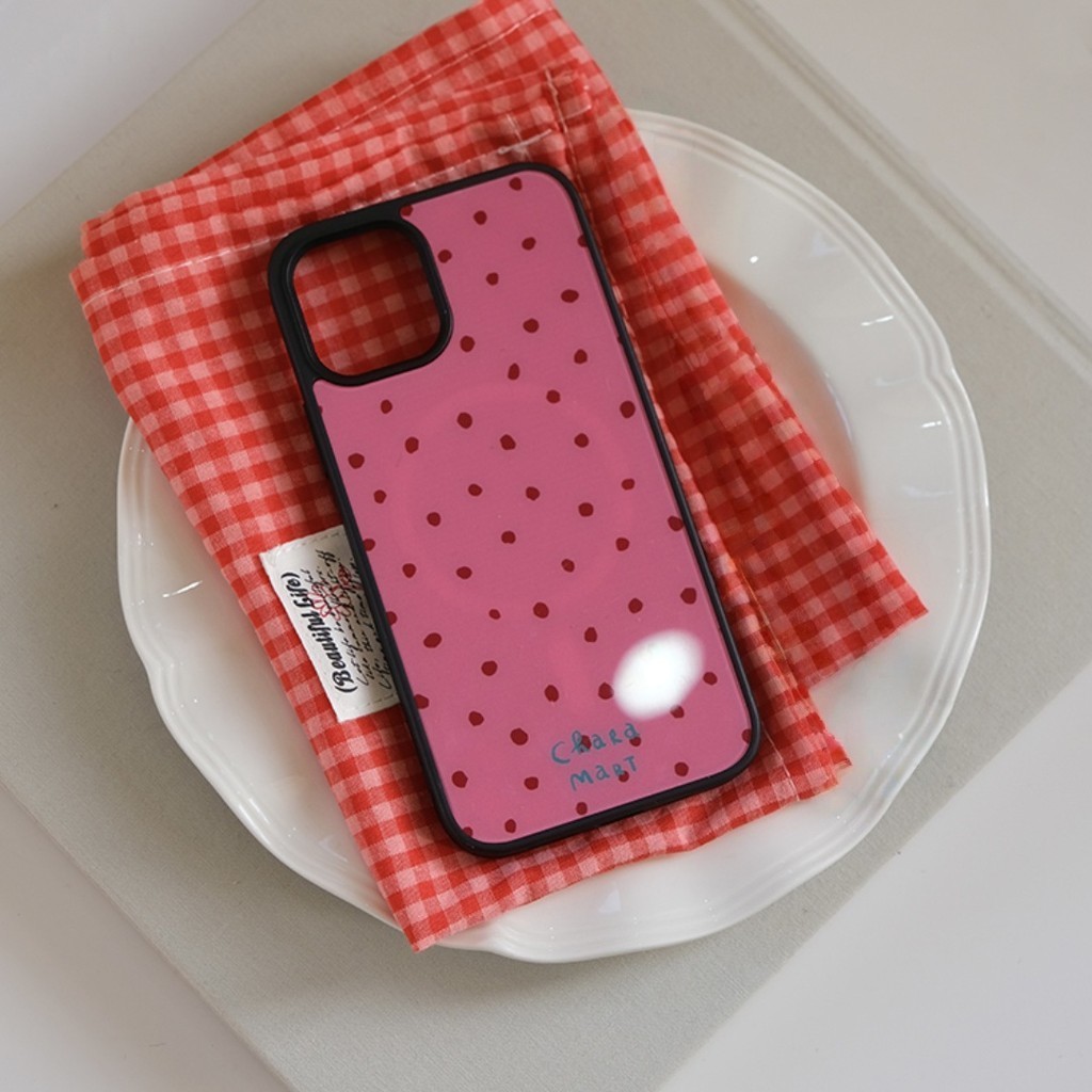 Ốp Điện Thoại Chấm Hồng Chống Rơi Cho iPhone 16 Promax 15 Promax 11 12 13 14plus 15plus 16e 16plus 1