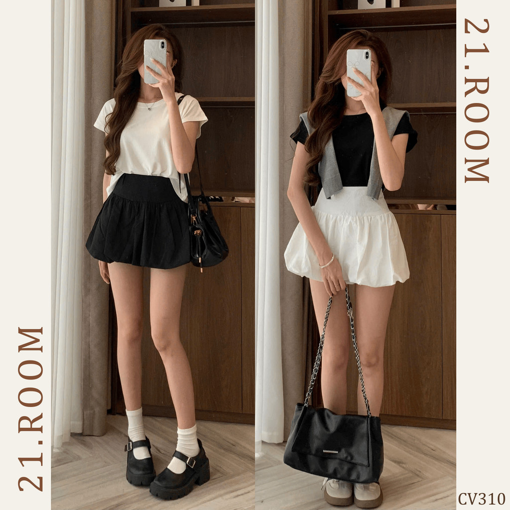 Chân Váy Bí Cạp Phẳng Gió Lì Xòe Bồng 21.ROOM CV310