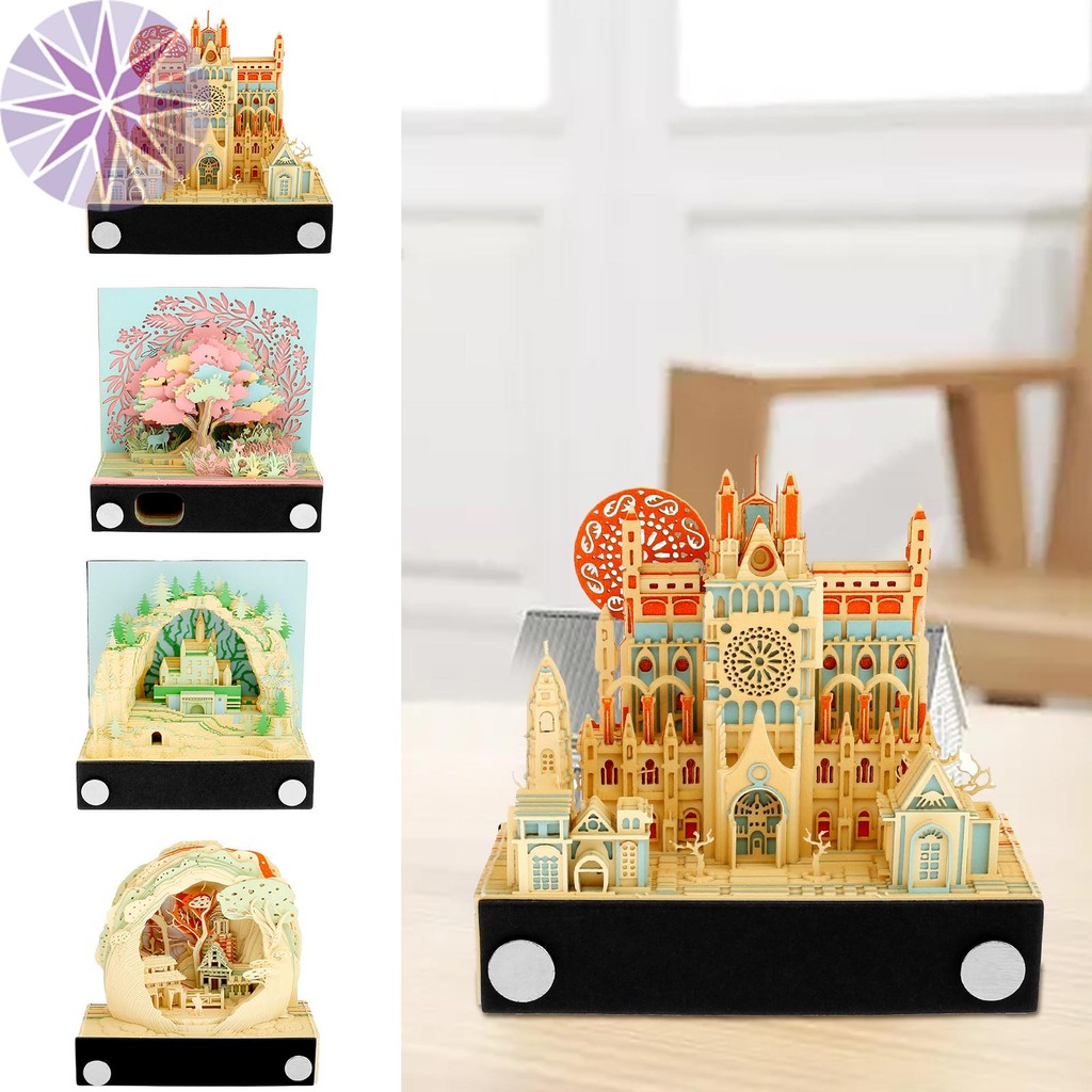 3D Memo Pad Creative Forest 3D Note Pad có bút Acrylic Cover Tear-Away 3D Art Note Pad DIY 3D Memo P