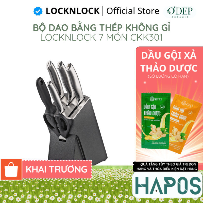 Bộ dao 7 món LocknLock bằng thép không gỉ cao cấp - Đen CKK301 - HAPOS HEL