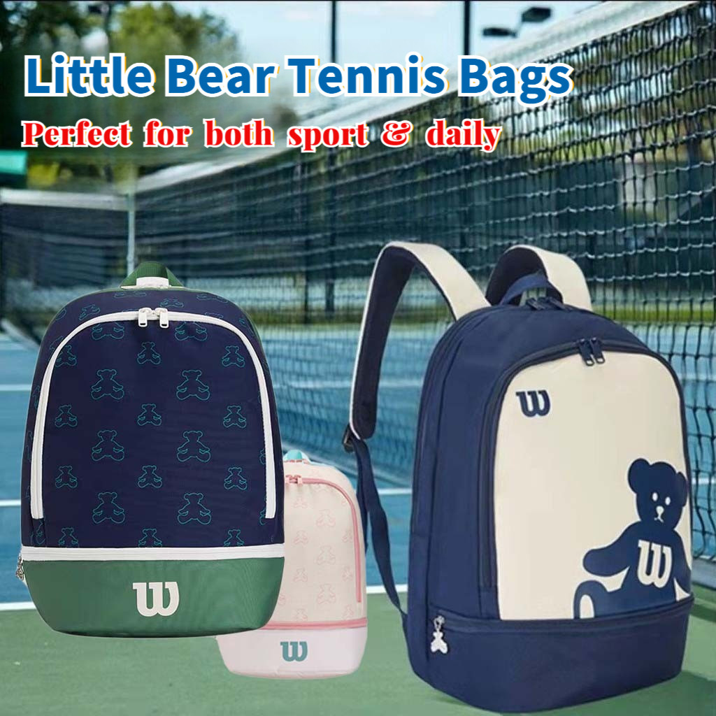 Balo tennis gấu Wilson túi đựng vợt Pickleball nữ túi đeo vai thể thao có ngăn giày,Dailypack cho si
