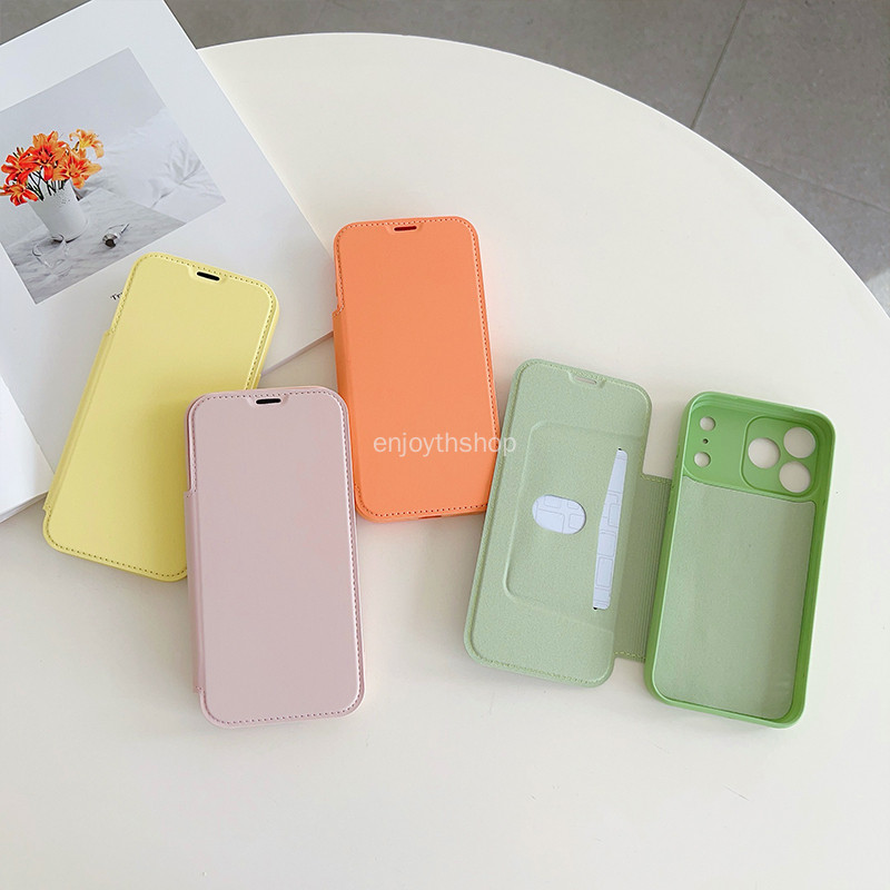 Ốp Lật Cho iPhone 17 Pro Max 2025 Đựng Thẻ Bao Da Mềm Ví Cho iPhone 17 Air Orange Case iPhone17 Pro