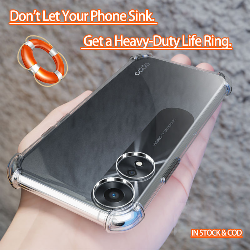 Oppo A78 5G A58 A58x A1x CPH2843 2495 PHJ110 Crystal Clear 4 góc Vỏ điện thoại thạch mềm chống sốc Ố