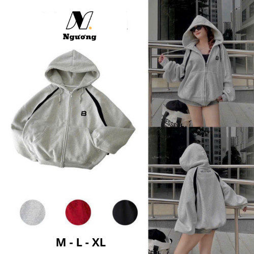 Áo Khoác Hoodie Zip Nỉ Bông Form Boxy Cánh Dơi Chữ Thêu Belly Bear - ND STORE