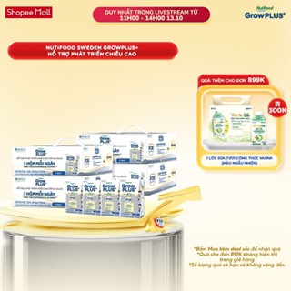 Combo 4 Thùng 24 hộp Sữa Bột Pha Sẵn Nutifood Sweden GrowPLUS+ Cao lớn vượt trội hộp 110 ml