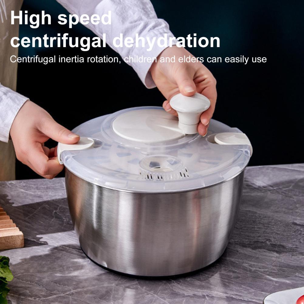 Salad Trộn Đa Năng Salad Dehydrator Inox Salad Spinner Có Giỏ Lọc Nắp 5l Cho Rau diếp