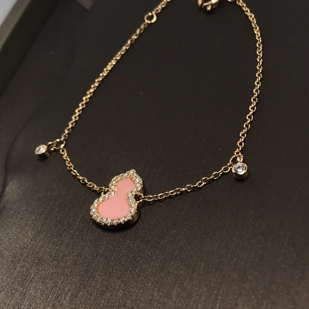 NO4Z Kirin's new pink shell gourd bracelet with diamonds for women, elegant and natural shell jewelr