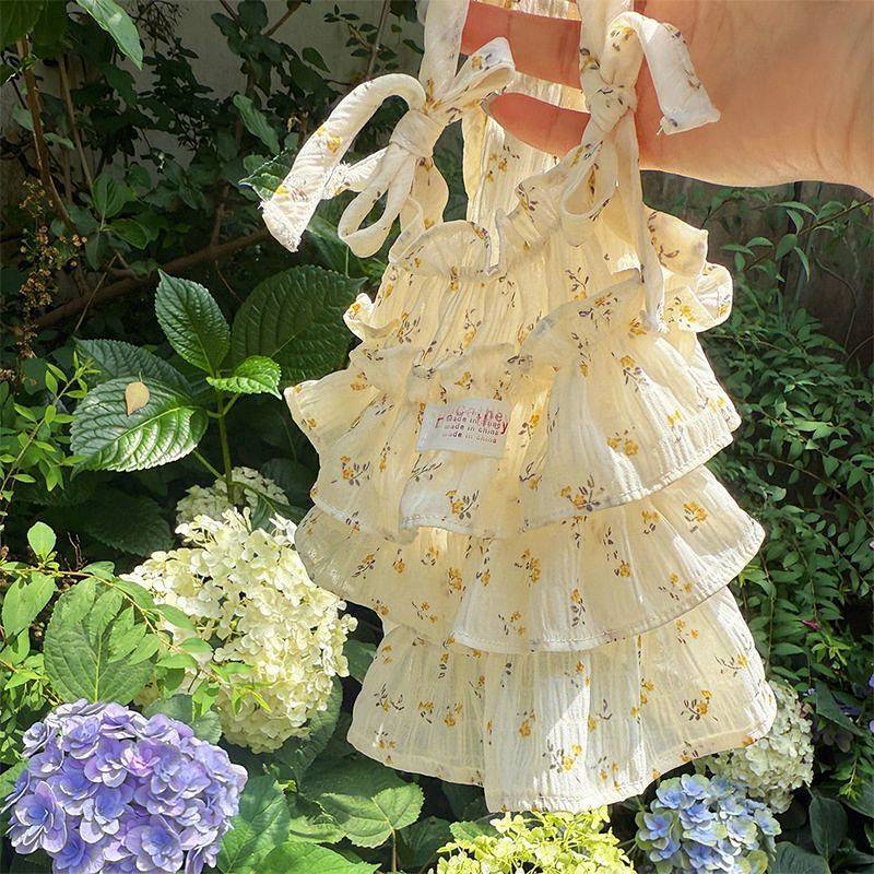 Pet Clothes Small Floral Halter Skirt Pettiskirt Dog Summer Dress Bichon Small Dog Super Cute Clothe