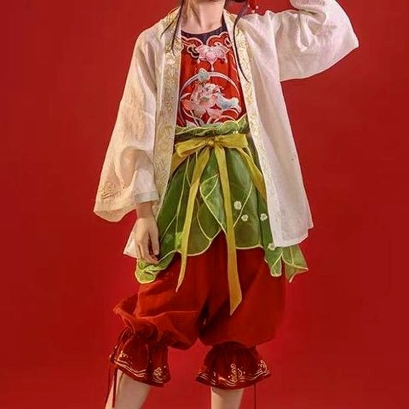 Phong Cách Mới Hanfu Công Nghiệp Nặng Thêu Trẻ Em Người Lớn Nam Nữ Phong Cách Nezha Nezha Trang Phục