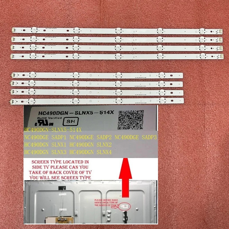 8 thanh LED cho TV 49UH610V 49UH610A 49UH6100 49LF5100 49UH6030 49UF640V 49UF6407 49UH6507 49LF510V 
