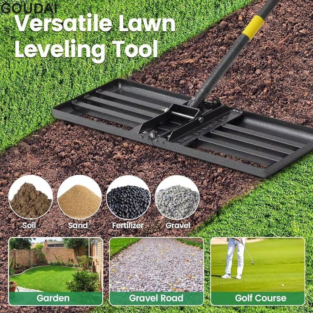 GOUDAI Ground Leveler, Thép không gỉ Xây dựng bền bỉ Bãi cỏ San lấp mặt bằng, Bãi cỏ nhỏ Cạnh mịn Ta