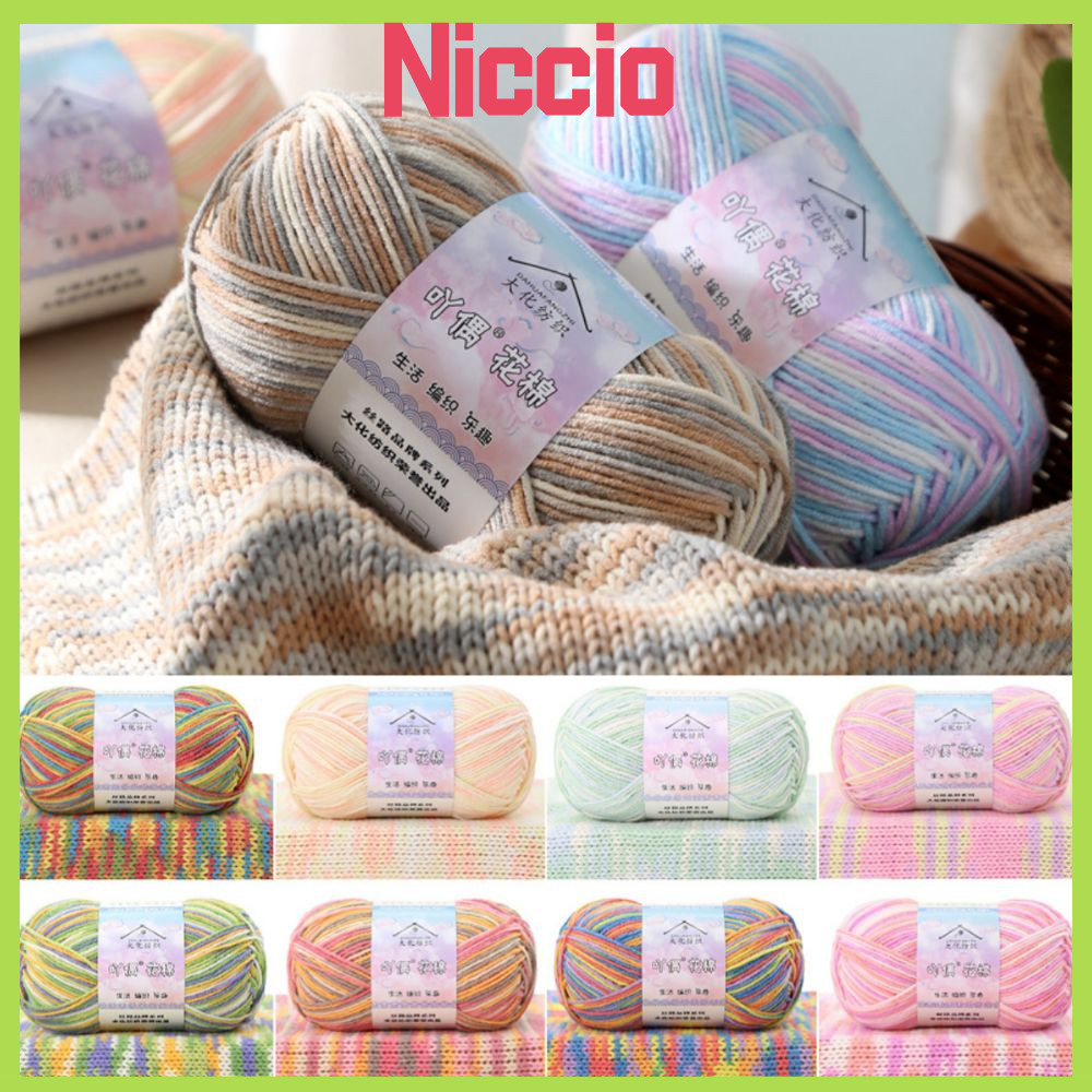 Sợi Đan NICIO, Sợi Cotton 4Ply 50g / bóng, Sợi Nhuộm Gradient Màu Sáng Tạo Đếm 16S Sợi Cotton Sữa Co