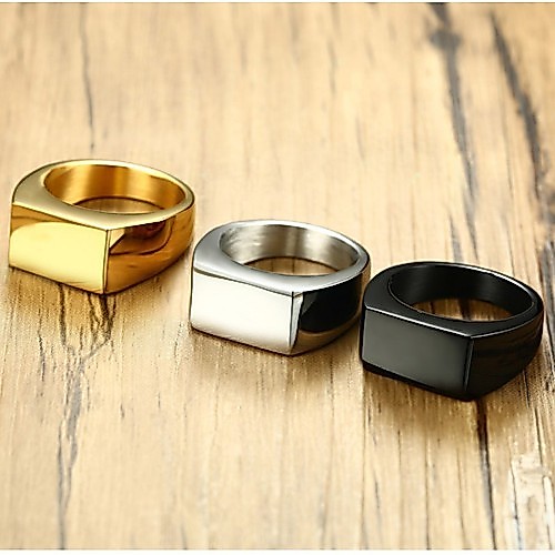 Nhẫn Titan Nam Mặt Chữ Nhật  Đơn Giản Cá Tính Không Đen Không Gỉ TT 2594
