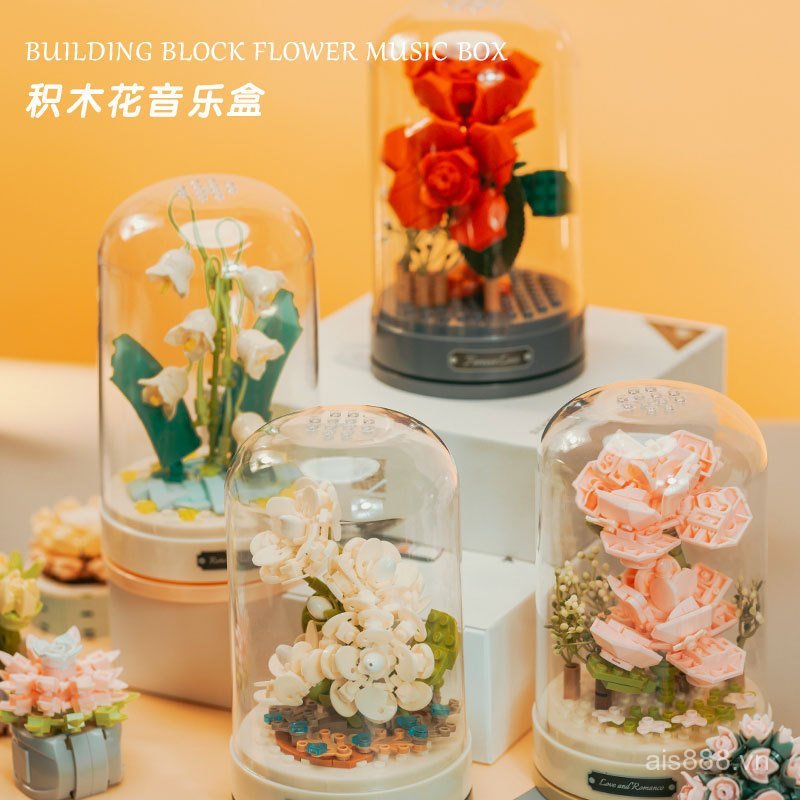 NAXO [Cash commodity and quick delivery]Jiaqi JK2675-78Building Block Flower Music Box - A gift for 