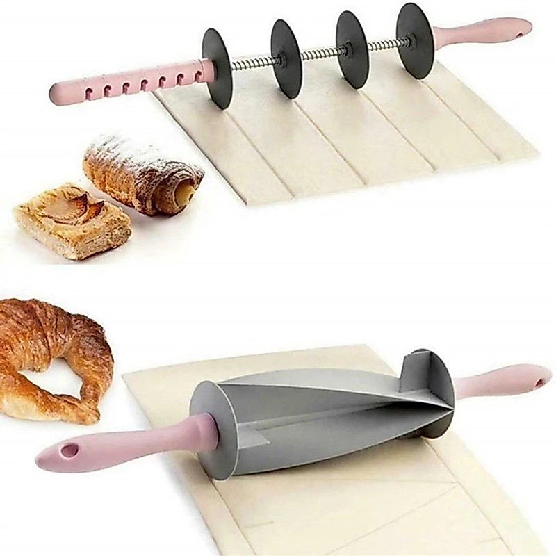 Cán lăn cắt bột bánh sừng bò con lăn cắt bánh croissant bánh cua có thể điều chỉnh độ dài dao lăn cắ