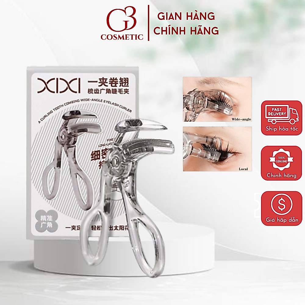 Kẹp bấm mi XIXI góc rộng có răng cưa bằng nhựa kèm ệm thay thế, kẹp mi cong tự nhiên G3COSMETICS