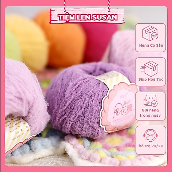 Len kẹo bông gòn Sweet Candy,Cotton Candy siêu mềm mịn 40g/c