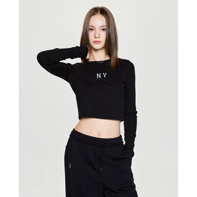 MLB - Áo croptop nữ cổ tròn tay dài Basic Coopers_3FTSB0354-50BKS
