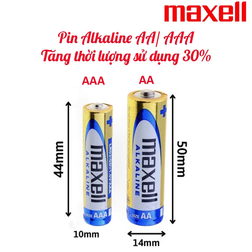 Pin tiểu kềm AA/ AAA 1.5V Maxell Super Alkaline tăng thời lượng 30% - Pin Remote, Pin Đồng Hồ Treo T