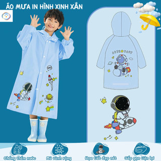 Áo mưa trẻ em chất lượng cao dành cho trẻ em từ 4-13 tuổi, chất liệu TPV mới, không mùi, có dải phản quang ở mặt sau