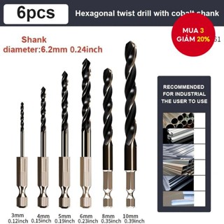 Bộ mũi khoan số liệu coban Hex Shank, 6 chiếc (3mm-10mm) cho kim loại, gỗ và nhựa