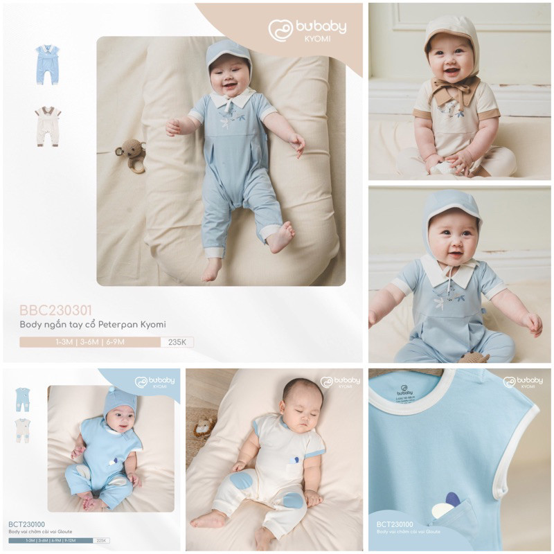 Body Bu baby cộc tay cổ Peterpan Kyomi cho bé trai bé gái