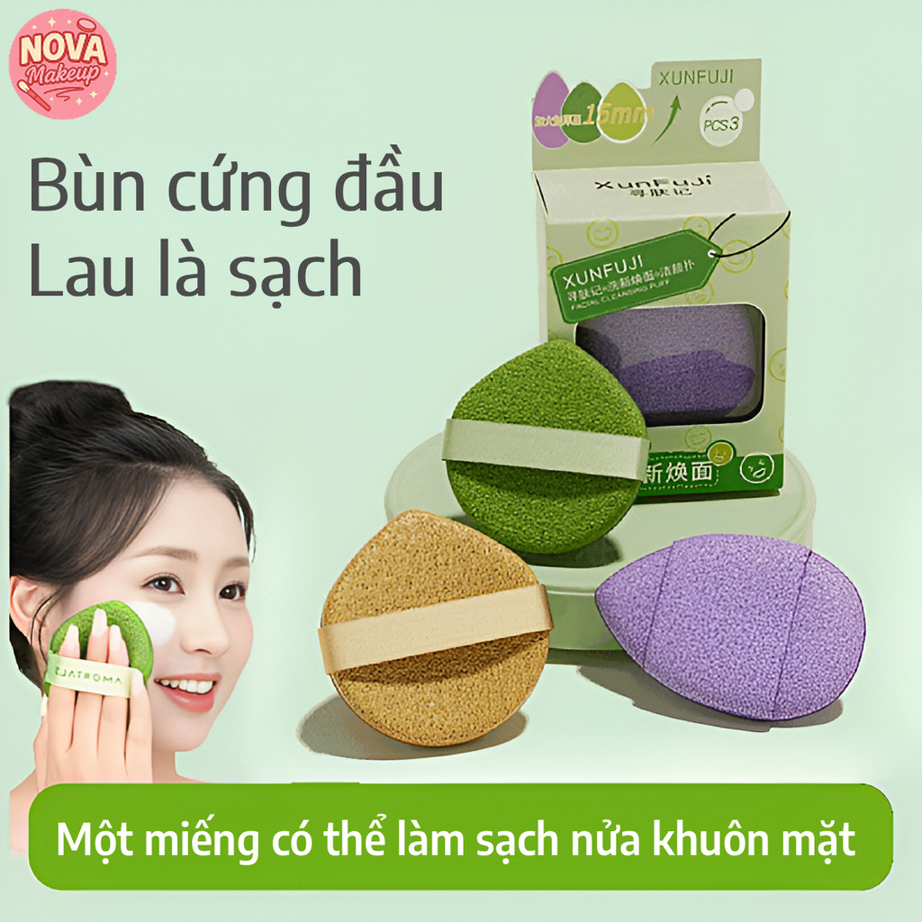 Bông nở rửa Mặt Bộ 3 món,miếng làm sạch da mặt hình giọt nước mắt,Bông tẩy trang,Bọt dày đặc,AMORTALS Cùng một phong các