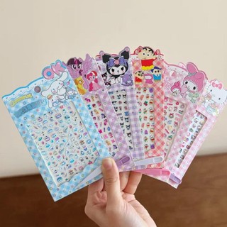 Miếng Dán Móng Tay Đèn Ngủ 5D Hoạt Hình Trẻ Em Sanrio Stitch Kulomi Miếng Dán Móng Tay