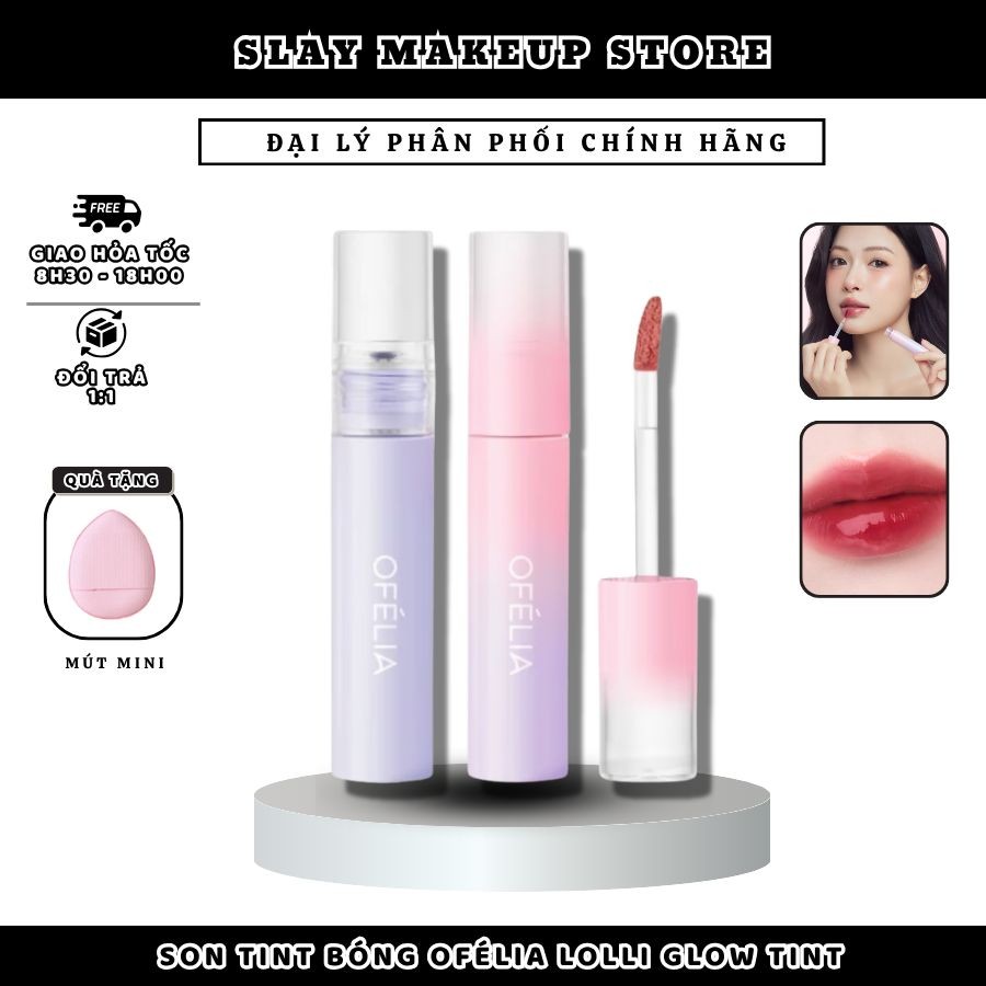 OFELIA Lolli Glow Tint 3.9g Son Tint Bóng Mịn, Căng Môi Tự Nhiên
