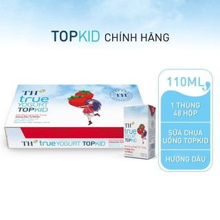 Thùng Sữa Chua Uống Tiệt Trùng TH true YOGURT TOPKID milk Hương Dâu 110ml {48 Hộp}
