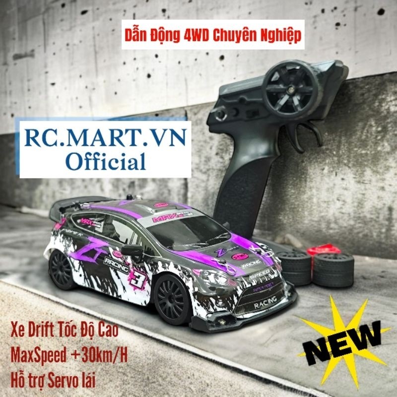[New 2025] Xe điều khiển RC Mini Có Servo Ford Fiesta Monster 1:24 4WD +30km/h hỗ trợ điều tốc và lá
