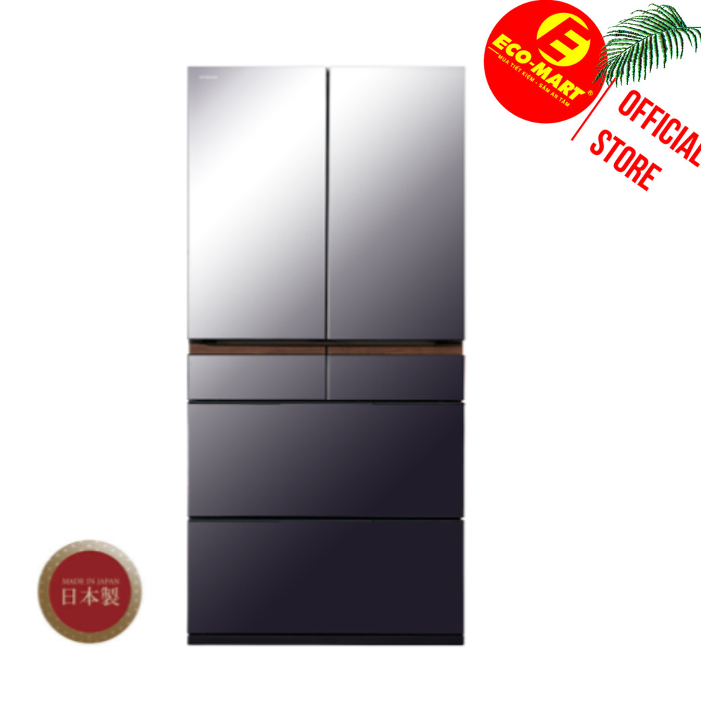 Tủ lạnh Hitachi 670 lít R-GW670TV XM Nhật Bản mặt gương xám khói mới 2026 có lắp đặt