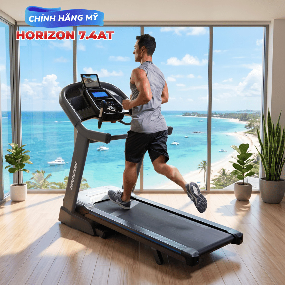Horizon 7.4AT Máy chạy bộ Mỹ Công suất lớn Độ bền cao Sàn chạy rộng
