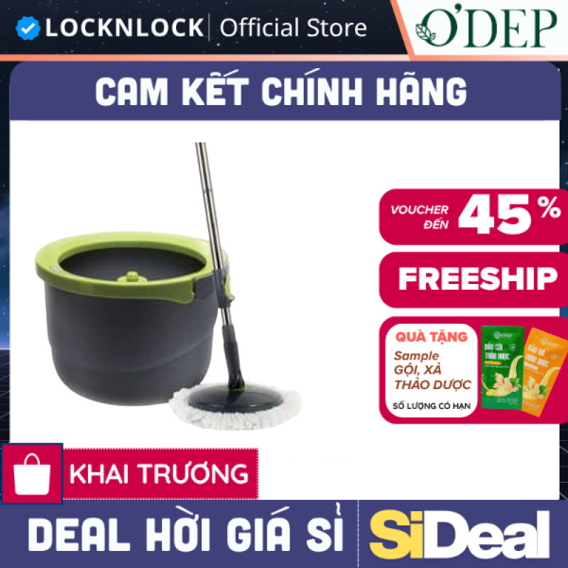 Bộ lau nhà xoay tay LocknLock ETM498 bông lau 360 độ thùng vắt chính hãng - SIDEAL SIL