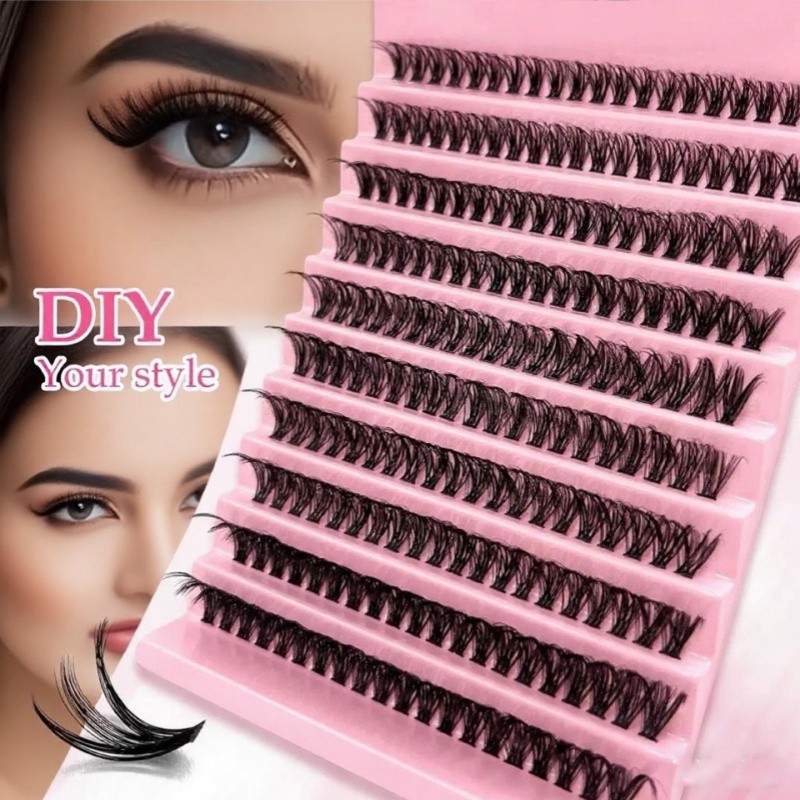 Lông mi giả 200 chiếc, 30D 8-16mm Phối hợp D Curl Cụm mi, Phần mở rộng tự nhiên mềm mại