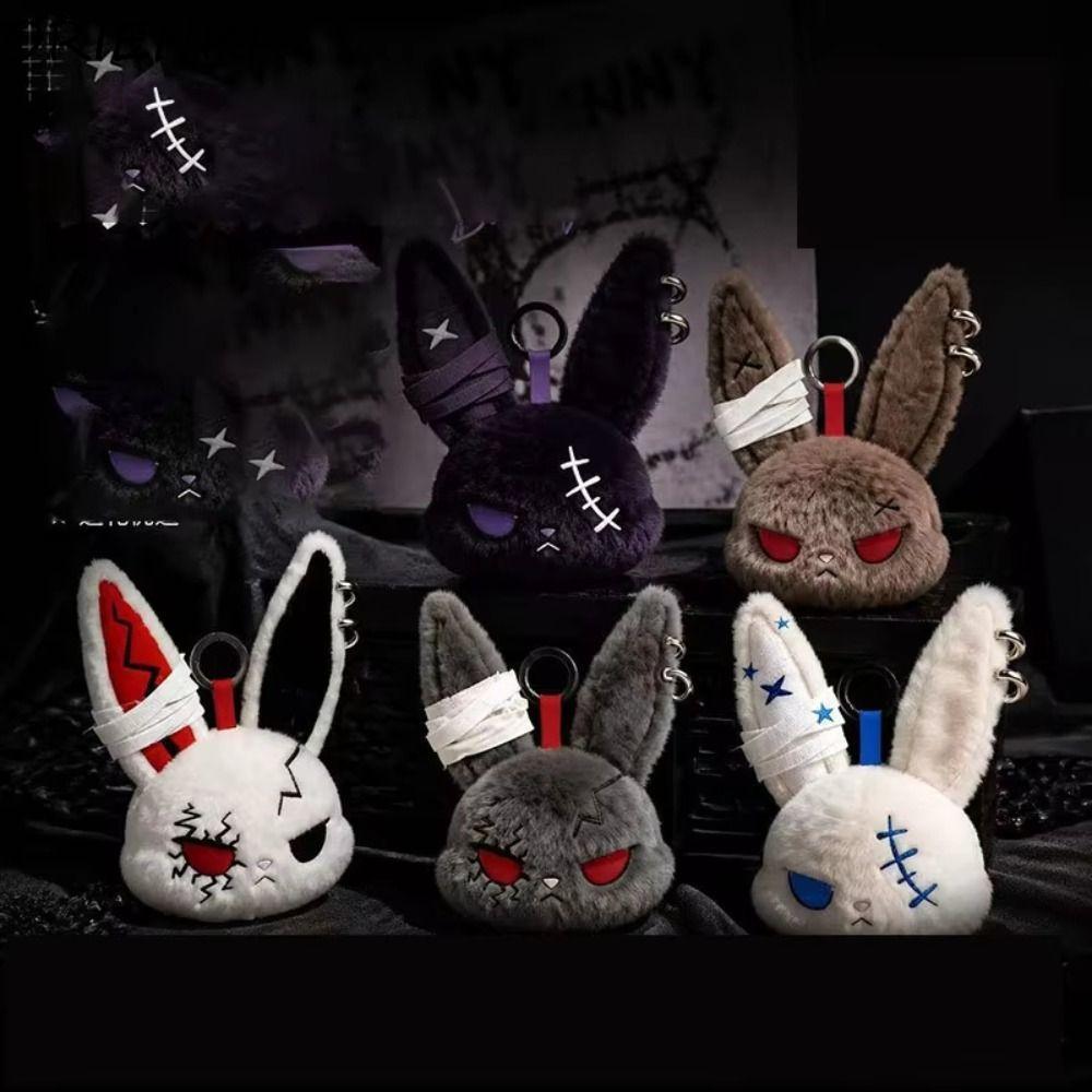 Búp bê sang trọng ORIENRI Dark Bunny, Móc khóa sang trọng hình chú thỏ sang trọng phong cách Gothic,