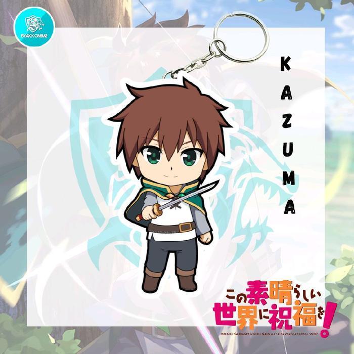 Keychain Acrylic Anime Konosuba - Kazuma, Aqua, Megumin, Darkness Ganci Anime Akrilik - Kazuma