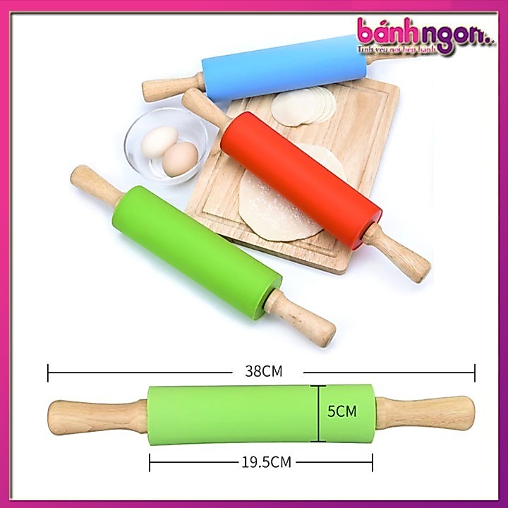 Cán Lăn Bột Silicon Chống Dính/Rolling Pin Pastry Mat 38cm