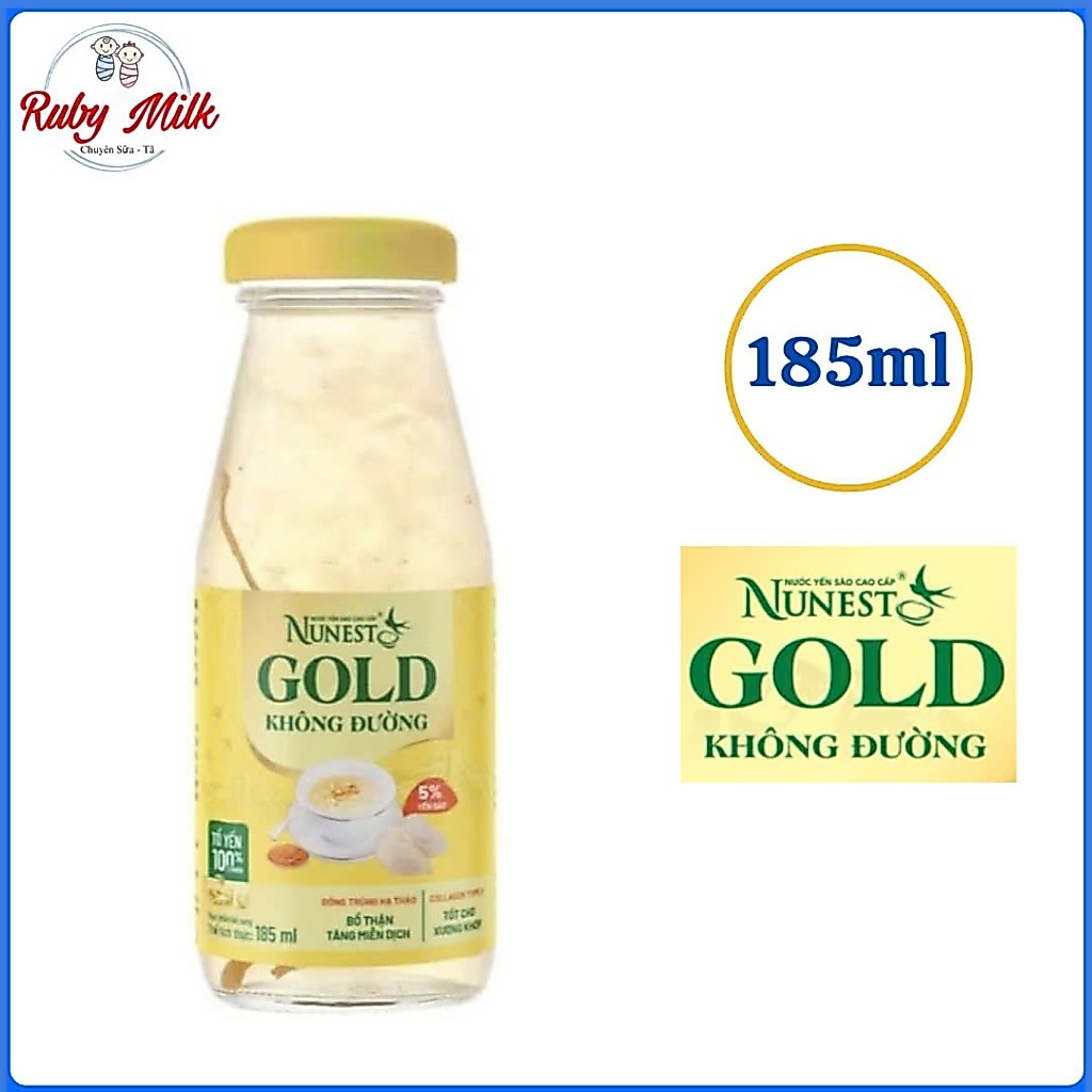 NƯỚC YẾN SÀO CAO CẤP NUNEST GOLD KHÔNG ĐƯỜNG CHAI 185ML