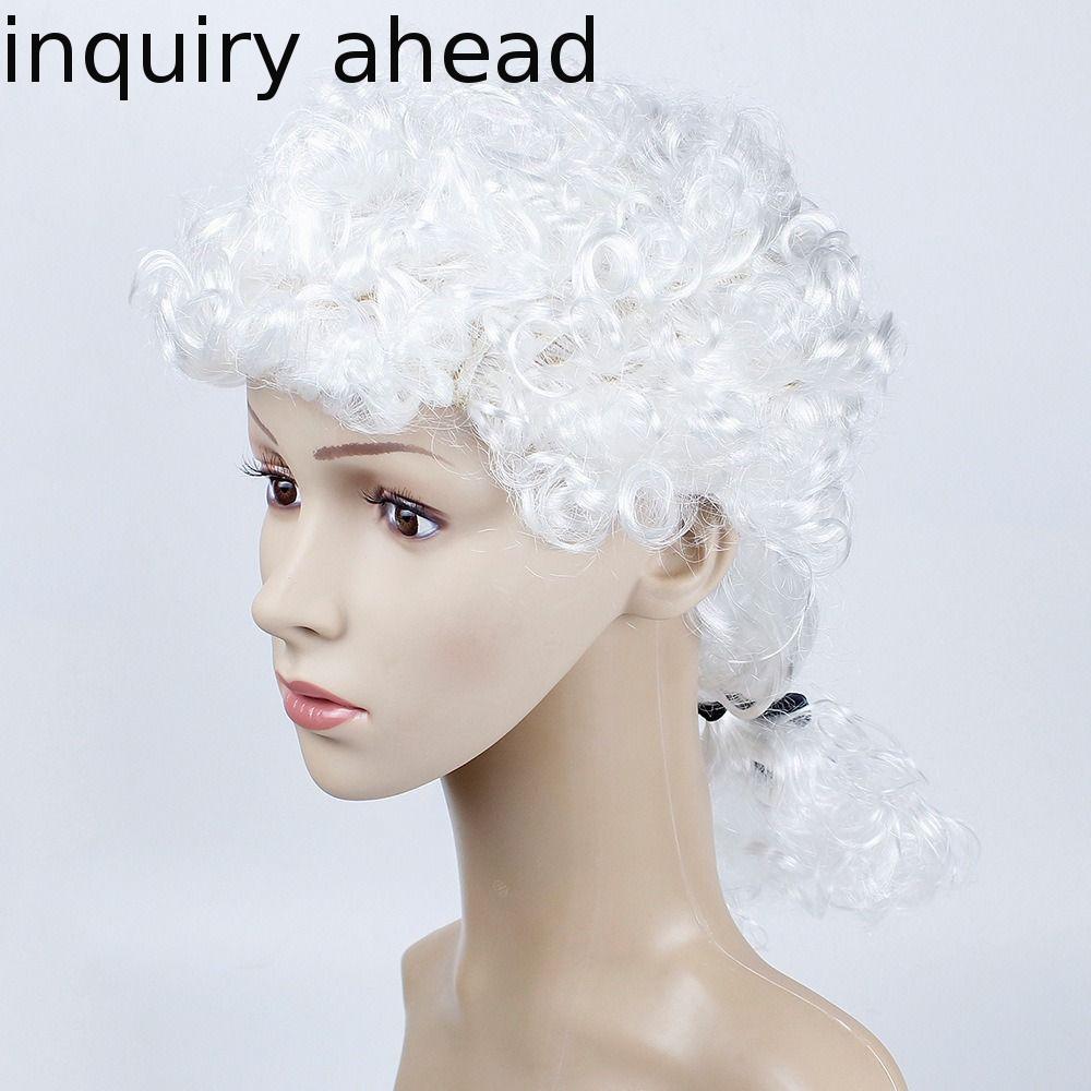 YÊU CẦU AHEAD Judge Tóc Giả, Baroque Tóc Giả No Bangs Judge Cosplay Mũ, Bền Mềm Thoáng Khí Xoăn Tóc 
