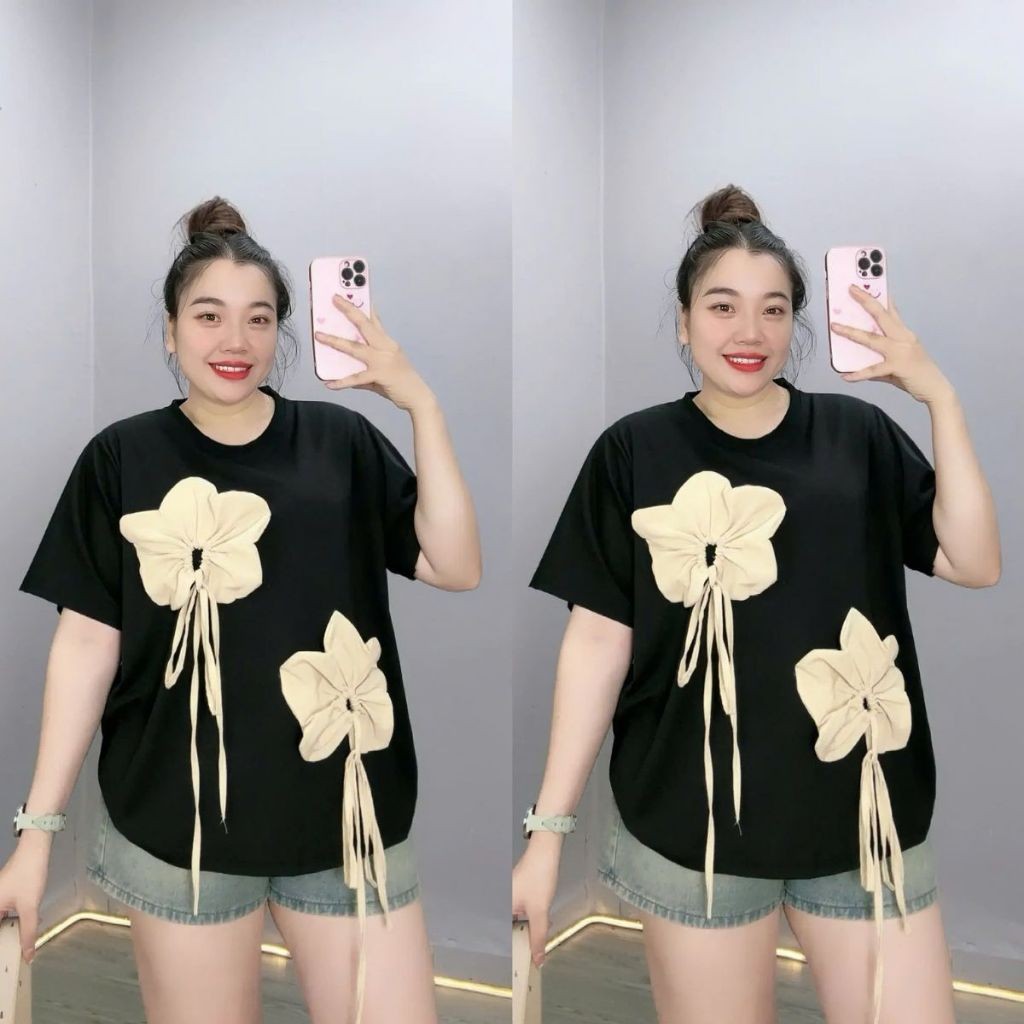 Áo Thun Bigsize Nữ Basic Cổ Tròn Phối Nơ Hoa Dễ Thương – Form Rộng  BIG SIZE CÔ NHỎ  A292 | BigBuy360 - bigbuy360.vn