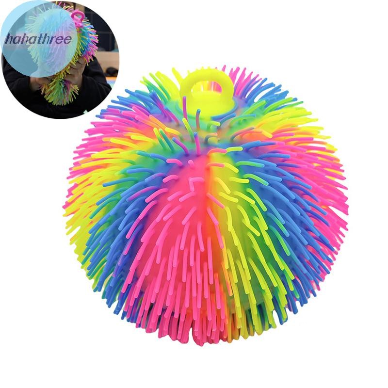 Ha Rainbow Sensory Puffer Ball – Đồ chơi giảm căng thẳng 22cm / 8.5 "có họa tiết phồng & dây co giãn