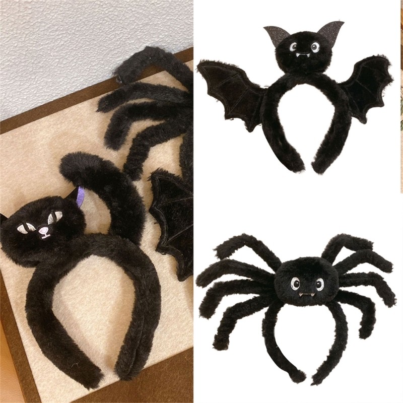 Seas Halloween Arachnid Hair Hoop Bat Feline Design Fabric Hairband cho trẻ em Người lớn