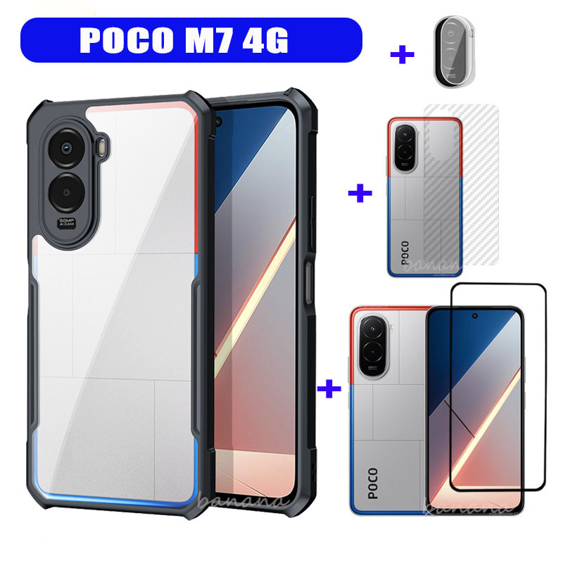 Ốp Chống Sốc Cho Poco M7 4G Kính Cường Lực 4 Trong 1 Poco M7 Pro 5G Poco M7 Plus Poco F7 F7 Pro Poco