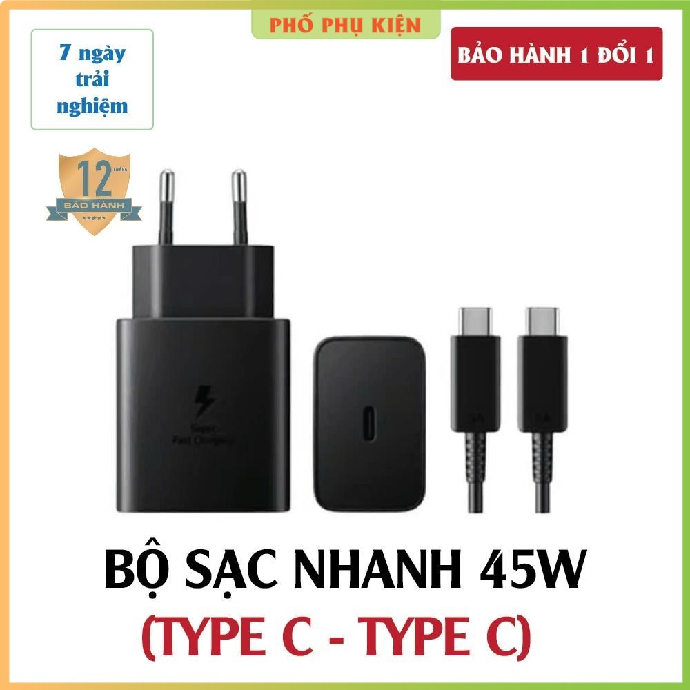 Bộ sạc nhanh 45W Type C to Type C cho các dòng máy SS. Dành cho SAM, Android chân (C - C), Cáp sạc 4