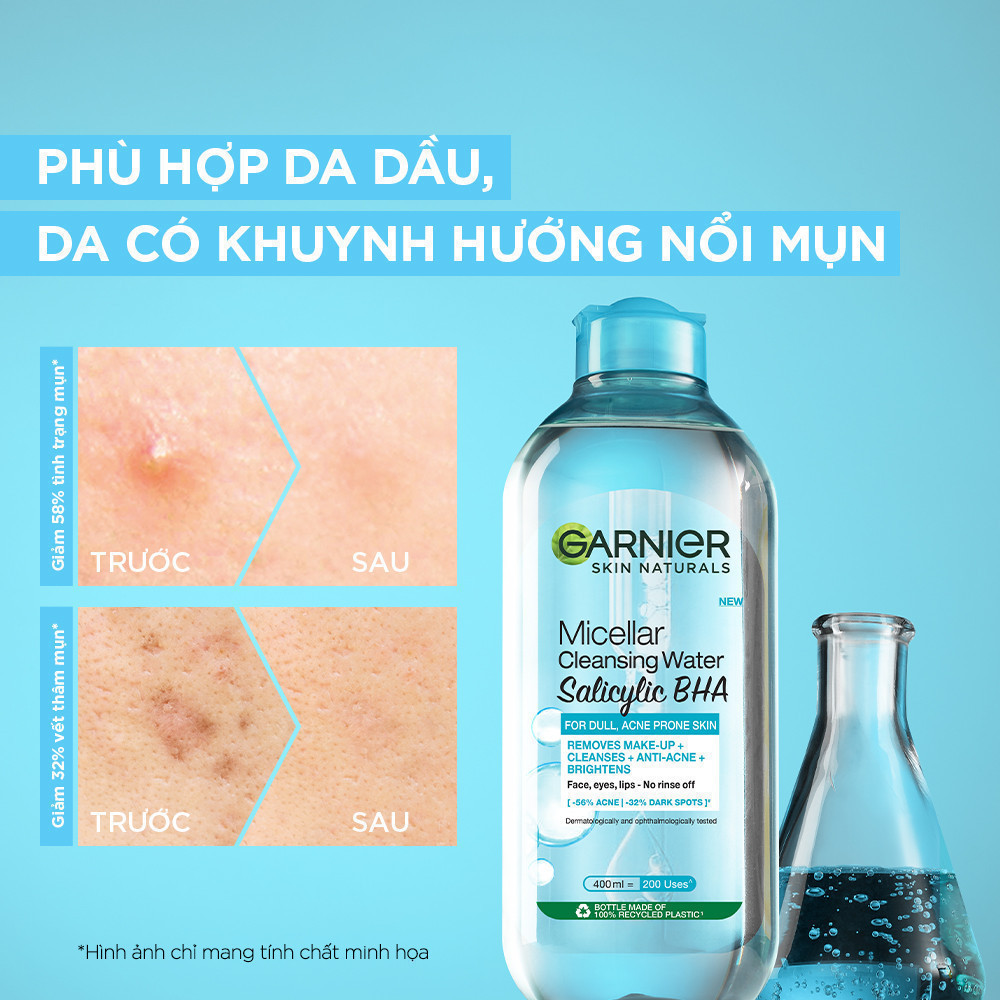 Bộ 2 Nước tẩy trang Garnier Cho Da Dầu Mụn Salicylic BHA Micellar 400ml x 2 (mới) | BigBuy360 - bigbuy360.vn
